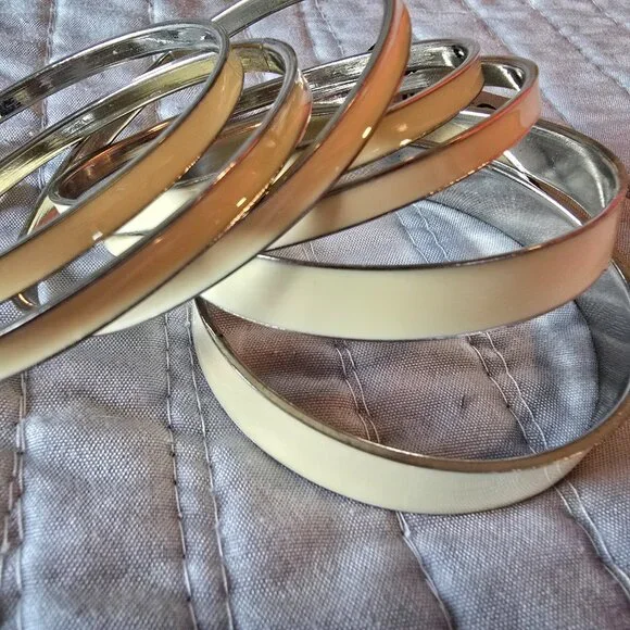 Set of 7 Creme Bangle Bracelets Haute by Treska NWT - Picture 7 of 13